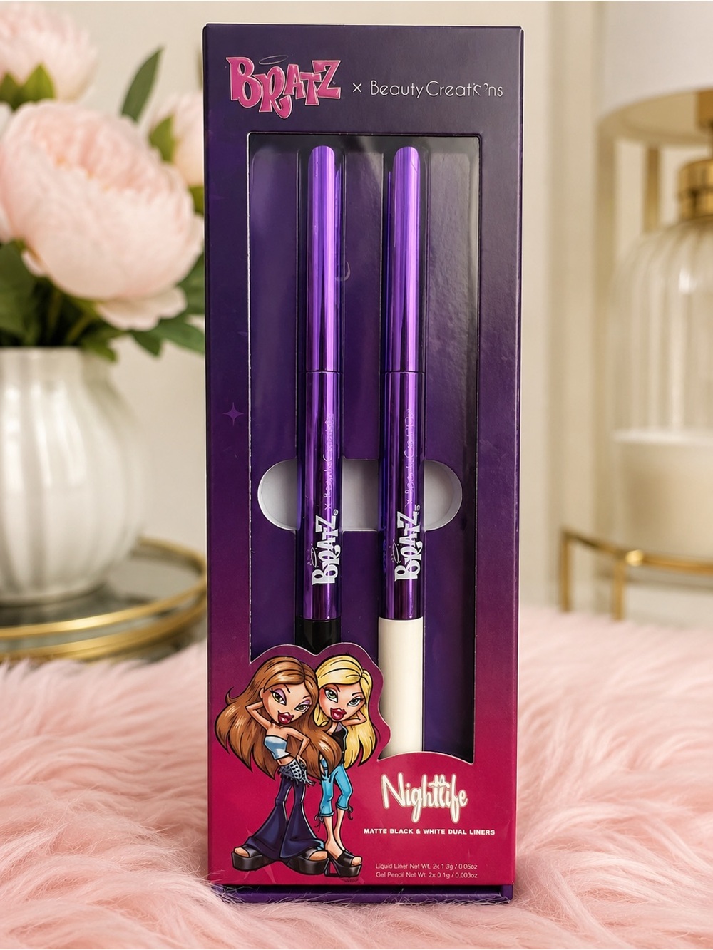 Nightlife Matte Black & White Dual Liners - Purple